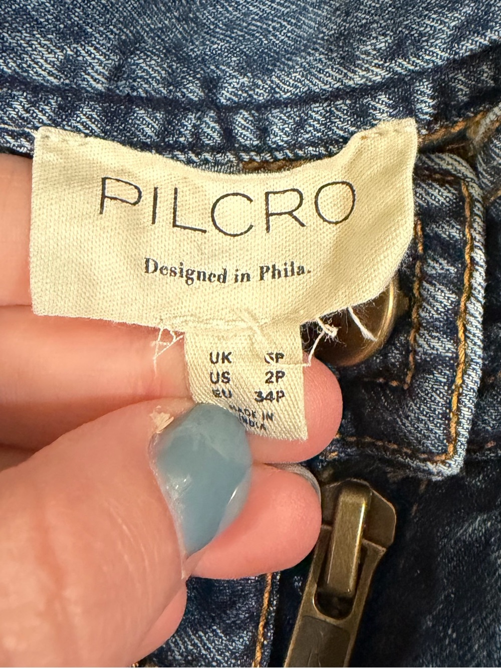 Pilcro Blue Jean 100% Cotton Reworked Asymmetrical Denim Midi Skirt Sz. 2P - Picture 5 of 5